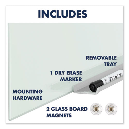 Invisamount Magnetic Glass Marker Board, Frameless, 50" X 28", White Surface
