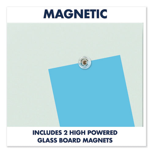 Evoque Magnetic Glass Marker Board With Black Aluminum Frame, 74 X 42, White