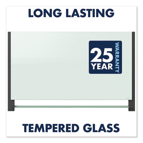 Evoque Magnetic Glass Marker Board With Black Aluminum Frame, 74 X 42, White