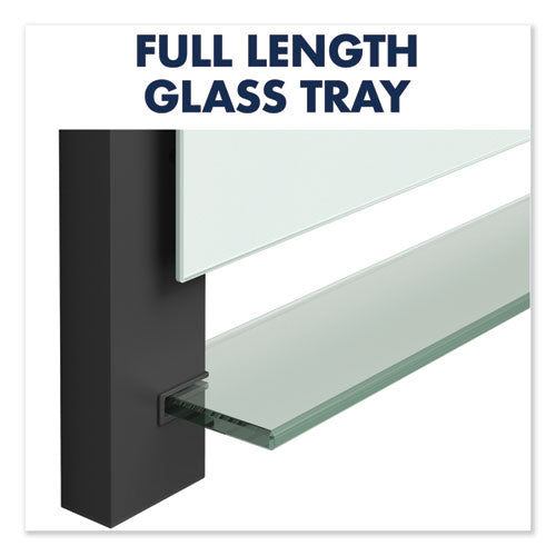 Evoque Magnetic Glass Marker Board With Black Aluminum Frame, 74 X 42, White