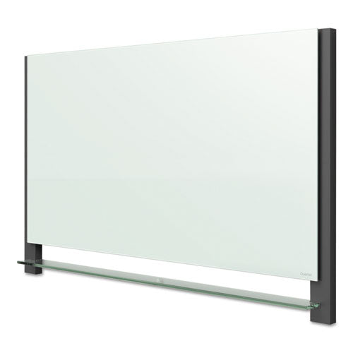 Evoque Magnetic Glass Marker Board With Black Aluminum Frame, 74 X 42, White