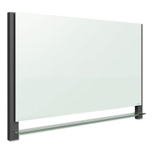 Evoque Magnetic Glass Marker Board With Black Aluminum Frame, 74 X 42, White