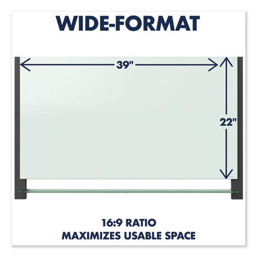 Evoque Magnetic Glass Marker Board With Black Aluminum Frame, 74 X 42, White