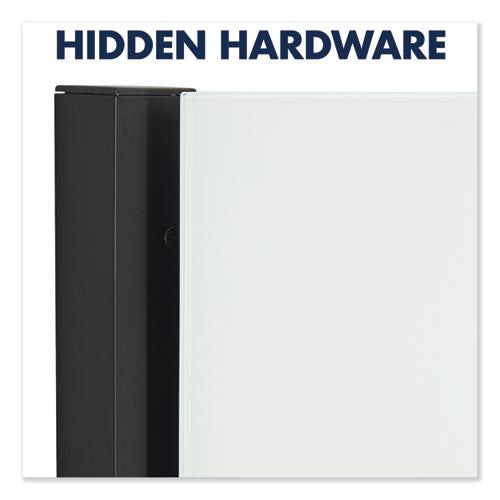 Evoque Magnetic Glass Marker Board With Black Aluminum Frame, 74 X 42, White