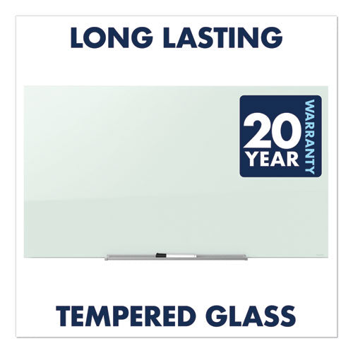 Invisamount Magnetic Glass Marker Board, Frameless, 74" X 42", White Surface