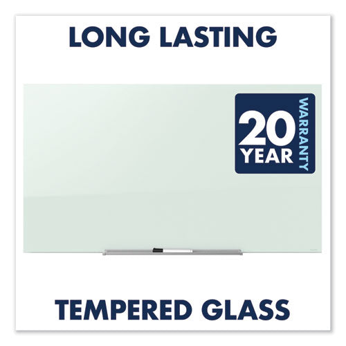 Invisamount Magnetic Glass Marker Board, Frameless, 85" X 48", White Surface