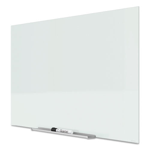 Invisamount Magnetic Glass Marker Board, Frameless, 85" X 48", White Surface
