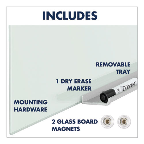 Invisamount Magnetic Glass Marker Board, Frameless, 85" X 48", White Surface