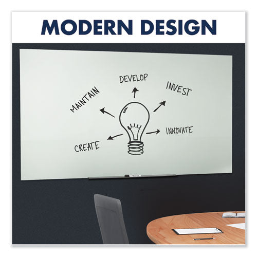 Invisamount Magnetic Glass Marker Board, Frameless, 85" X 48", White Surface