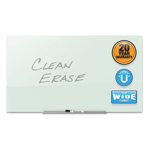 Invisamount Magnetic Glass Marker Board, Frameless, 85" X 48", White Surface