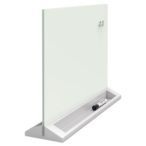 Desktop Magnetic Glass Dry-erase Panel, 23" X 17", White