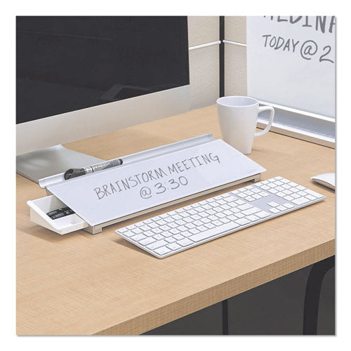 Glass Dry Erase Desktop Computer Pad, 18 X 6, White