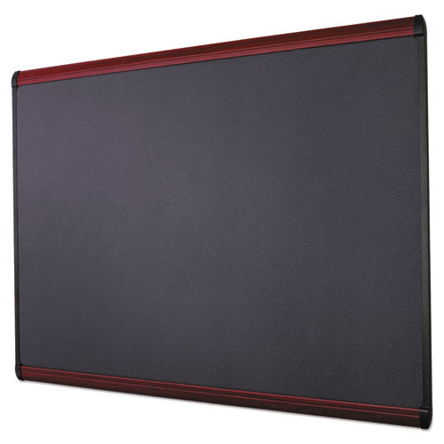 Prestige Plus Magnetic Fabric Bulletin Board, 36 X 24, Mahogany Frame