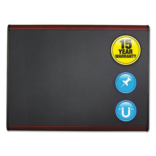 Prestige Plus Magnetic Fabric Bulletin Board, 36 X 24, Mahogany Frame