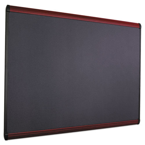 Prestige Plus Magnetic Fabric Bulletin Board, 72 X 48, Mahogany Frame