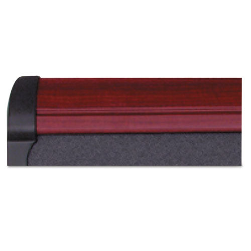 Prestige Plus Magnetic Fabric Bulletin Board, 72 X 48, Mahogany Frame
