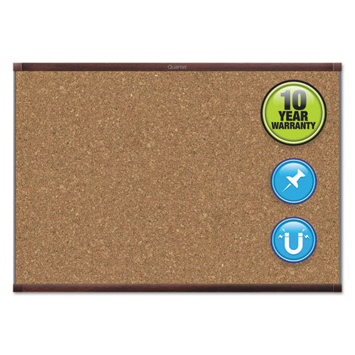Prestige 2 Magnetic Cork Bulletin Board, 48 X 36, Mahogany Frame