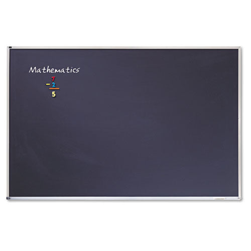 Porcelain Black Chalkboard W-aluminum Frame, 72" X 48", Silver