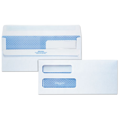 Double Window Redi-seal Security-tinted Envelope, #10, Commercial Flap, Redi-seal Closure, 4.13 X 9.5, White, 500-box