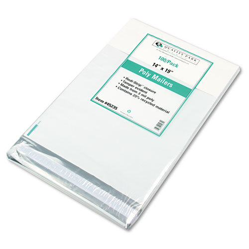 Redi-strip Poly Mailer, #6, Square Flap, Redi-strip Closure, 14 X 19, White, 100-pack