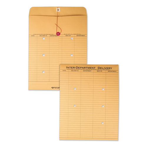 Brown Kraft String & Button Interoffice Envelope, #97, Two-sided Five-column Format, 10 X 13, Brown Kraft, 100-carton
