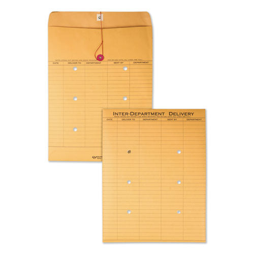 Brown Kraft String & Button Interoffice Envelope, #97, Two-sided Five-column Format, 10 X 13, Brown Kraft, 100-carton