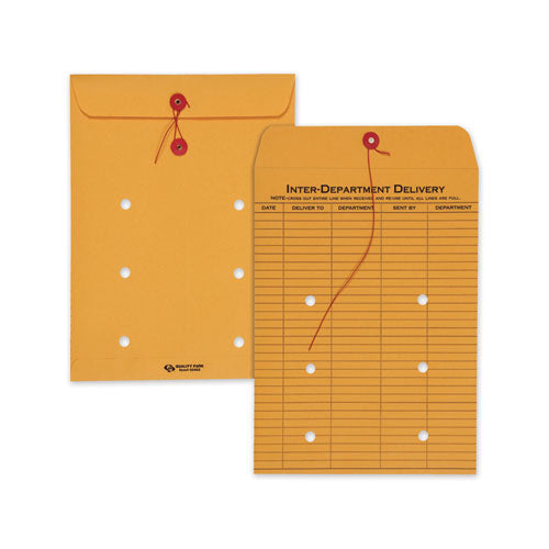 Brown Kraft String & Button Interoffice Envelope, #98, One-sided Five-column Format, 10 X 15, Brown Kraft, 100-carton