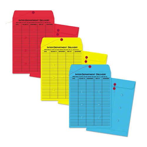 Colored Paper String & Button Interoffice Envelope, #97, One-sided Five-column Format, 10 X 13, Blue, 100-box
