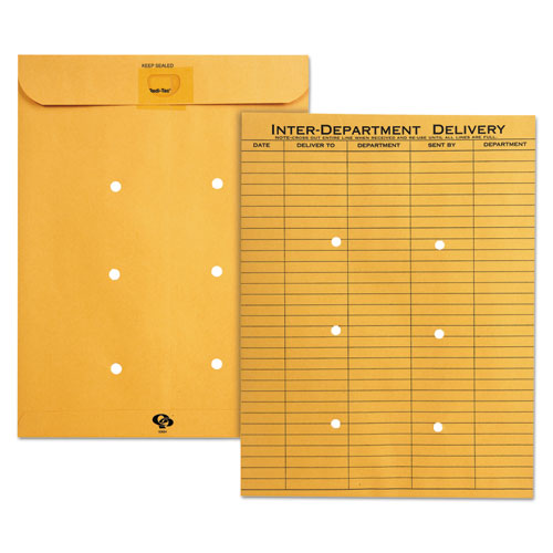 Brown Kraft Resealable Redi-tac Interoffice Envelope, #97, One-sided Five-column Format, 10 X 13, Brown Kraft, 100-box