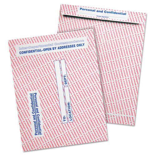 Gray-red Paper Gummed Flap Personal & Confidential Interoffice Envelope, #97, 10 X 13, Gray-red, 100-box
