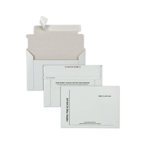 Disk-cd Foam-lined Mailers, Square Flap, Redi-strip Closure, 8.5 X 6, White, 25-box