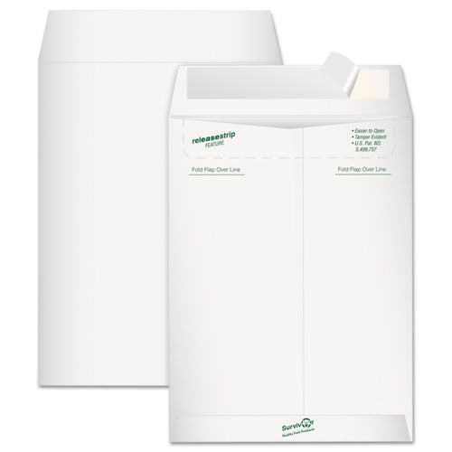 Catalog Mailers, Dupont Tyvek, #10 1-2, Cheese Blade Flap, Redi-strip Closure, 9 X 12, White, 15-pack