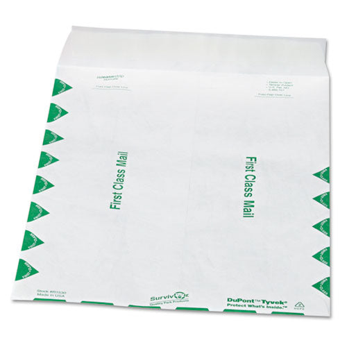 First Class Catalog Mailers, Dupont Tyvek, #12 1-2, Cheese Blade Flap, Redi-strip Closure, 9.5 X 12.5, White, 100-box