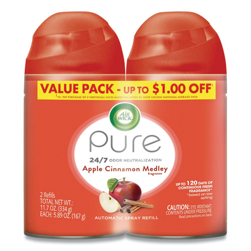 Freshmatic Ultra Spray Refill, Apple Cinnamon Medley, Aerosol, 5.89 Oz, 2-pack