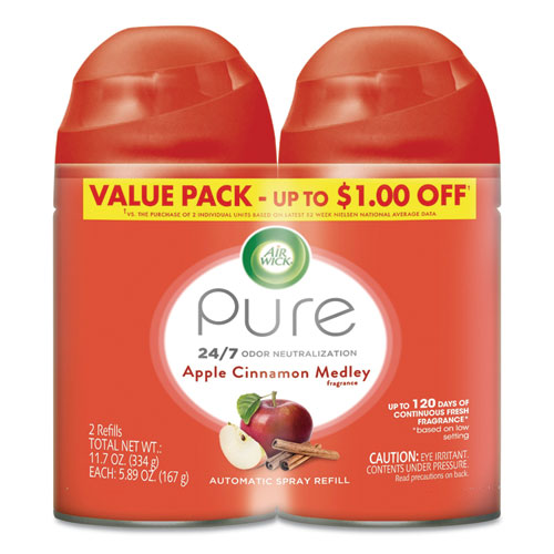 Freshmatic Ultra Spray Refill, Apple Cinnamon Medley, Aerosol, 5.89 Oz, 2-pack, 3 Packs-carton