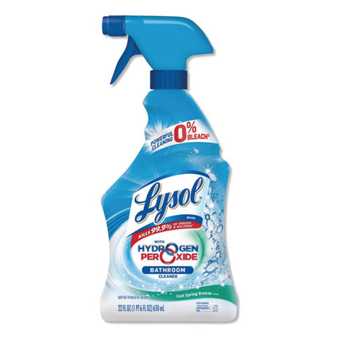 Bathroom Cleaner With Hydrogen Peroxide, Cool Spring Breeze, 22 Oz Trigger Spray Bottle