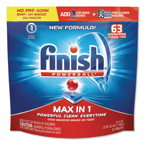 Powerball Max In 1 Dishwasher Tabs, Fresh, 63-pack, 3-carton