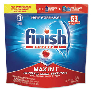 Powerball Max In 1 Dishwasher Tabs, Fresh, 63-pack, 3-carton