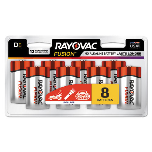 Fusion Advanced Alkaline D Batteries, 8-pack