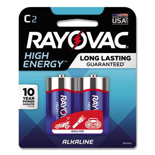 High Energy Premium Alkaline C Batteries, 2-pack
