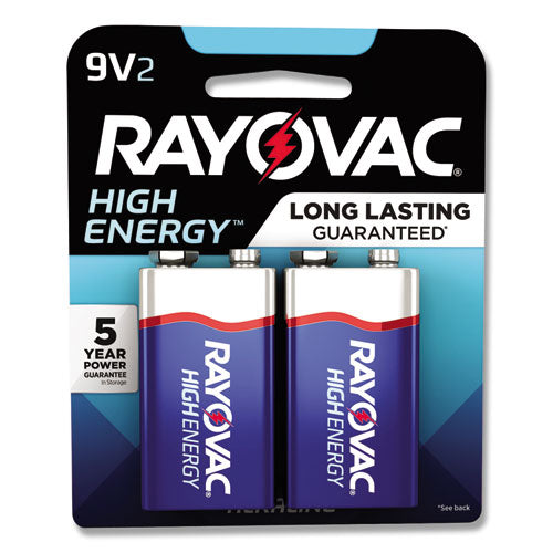 High Energy Premium Alkaline 9v Batteries, 2-pack