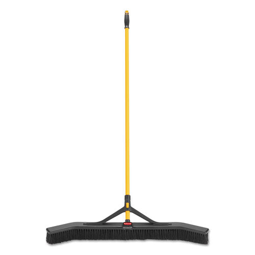 Maximizer Push-to-center Broom, 36", Polypropylene Bristles, Yellow-black