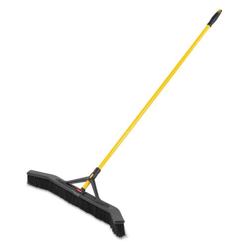 Maximizer Push-to-center Broom, 18", Pvc Bristles, Yellow-black
