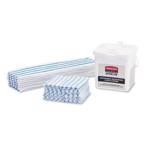 Hygen Disposable Microfiber Cleaning Cloths, White-blue Stripes, 18 X 4.75, 150-pack