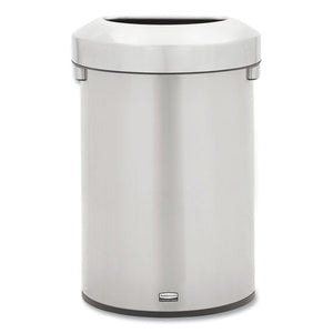 Refine Series Waste Receptacle, Half-round, 16 Gal, Stainless Steel, Silver