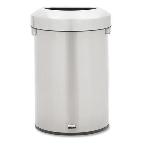 Refine Series Waste Receptacle, Half-round, 16 Gal, Stainless Steel, Silver