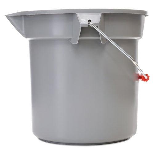 14 Quart Round Utility Bucket, 12" Diameter X 11 1-4"h, Gray Plastic