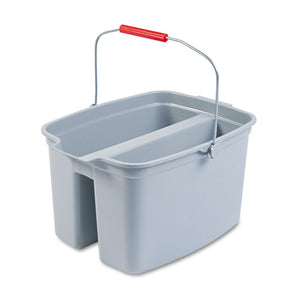 19 Quart Double Utility Pail, 18 X 14 1-2 X 10, Gray Plastic