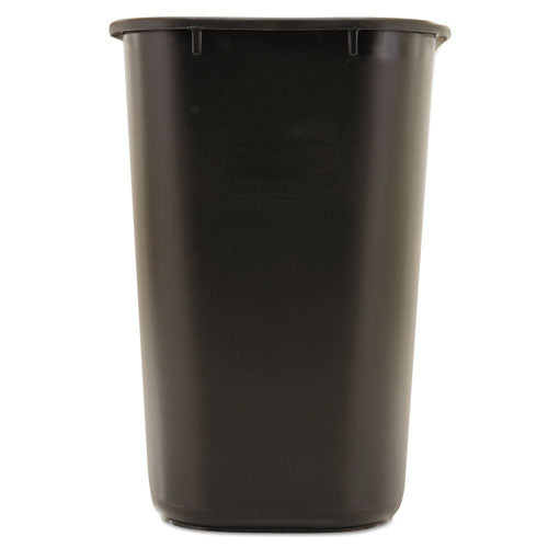 Deskside Plastic Wastebasket, Rectangular, 7 Gal, Black