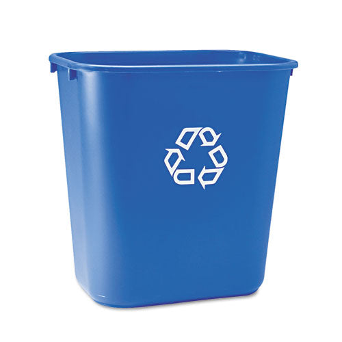 Deskside Paper Recycling Container, Rectangular, Plastic, 7 Gal, Green